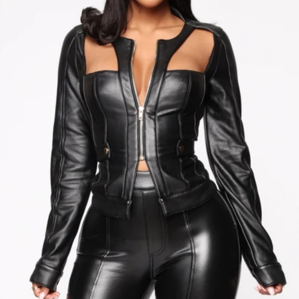 Fashion Nova Black Leather Top